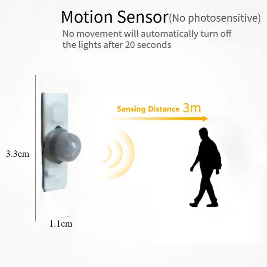 110-220V COB Led Tira de Luz con Fuente de Alimentación PIR Sensor de Movimiento Mano Barrido Decoración Cinta de Luz para Habitación Cocina