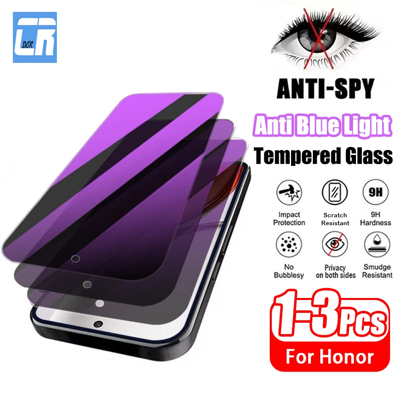 

1-3Piece Anti Blue-Ray Privacy Screen Protector for Honor X9d X8d X7d X8c X7c X8b X7b X6b X8a X7a X6a X9 X8 X7 X6 Tempered Glass