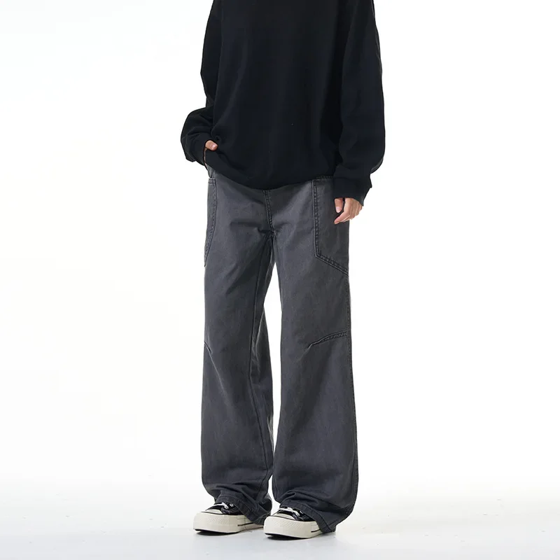 

Daboni New Summer Grey Washed Unisex Loose American High Street Cleanfit Multi Pocket Workwear Pants Casual Loose Trousers
