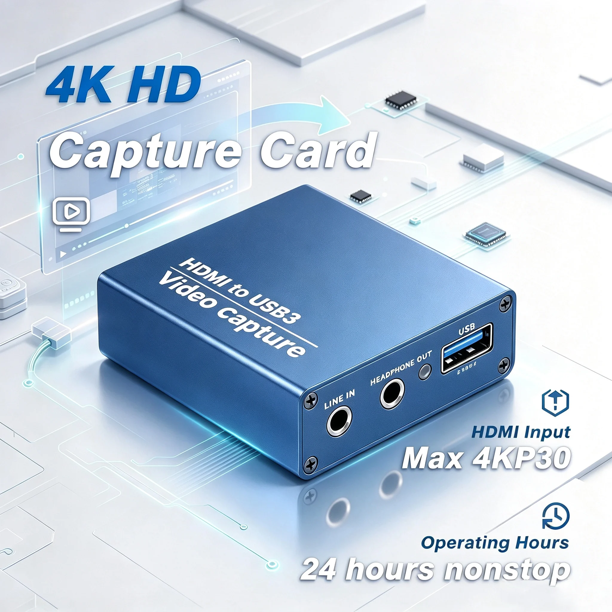 4K Video Capture Card, Loop-Out, Gaming Streaming Dedicated, HD to USB, Camera, PS5, Microphone