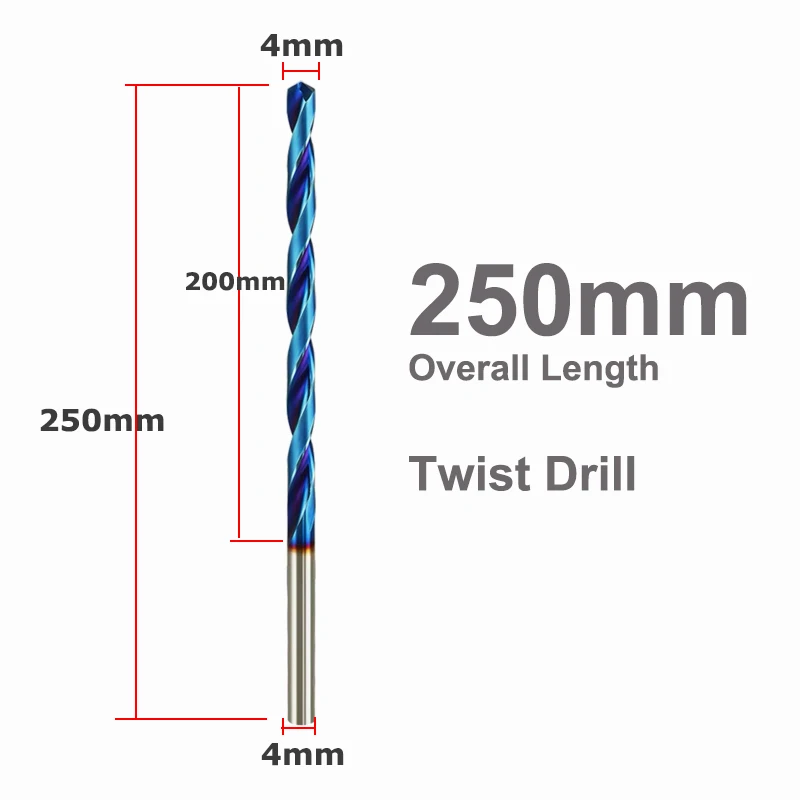 Imagem -03 - Broca Helicoidal de Carboneto Personalizada Comprimento Total 200 Mm250 mm Brocas de Tungstênio Sólido Hrc65 Alça Reta Cnc Furo de Perfuração