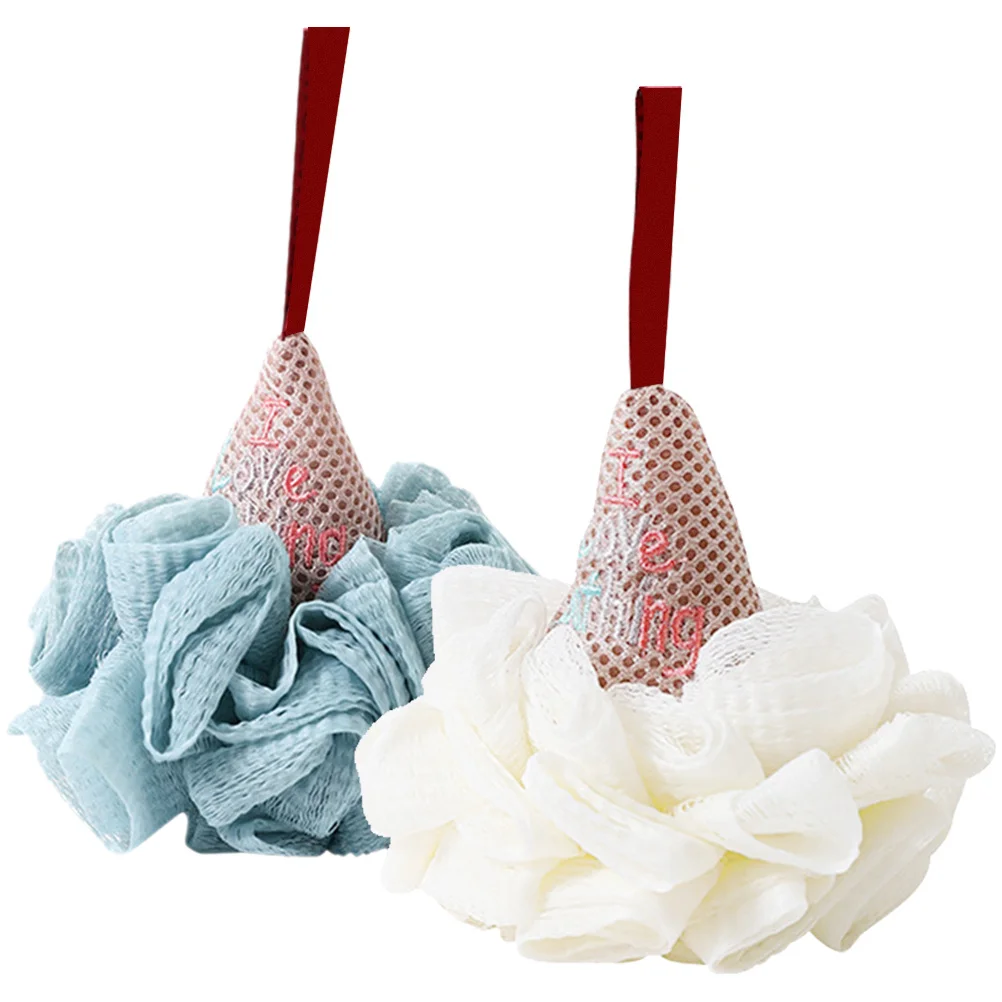 

2pcs Ice Cream Bath Ball Exfoliating Loofah Sponge Dense Mesh Shower Scrubber Reusable Body Wash Tool For Women Kids Baby