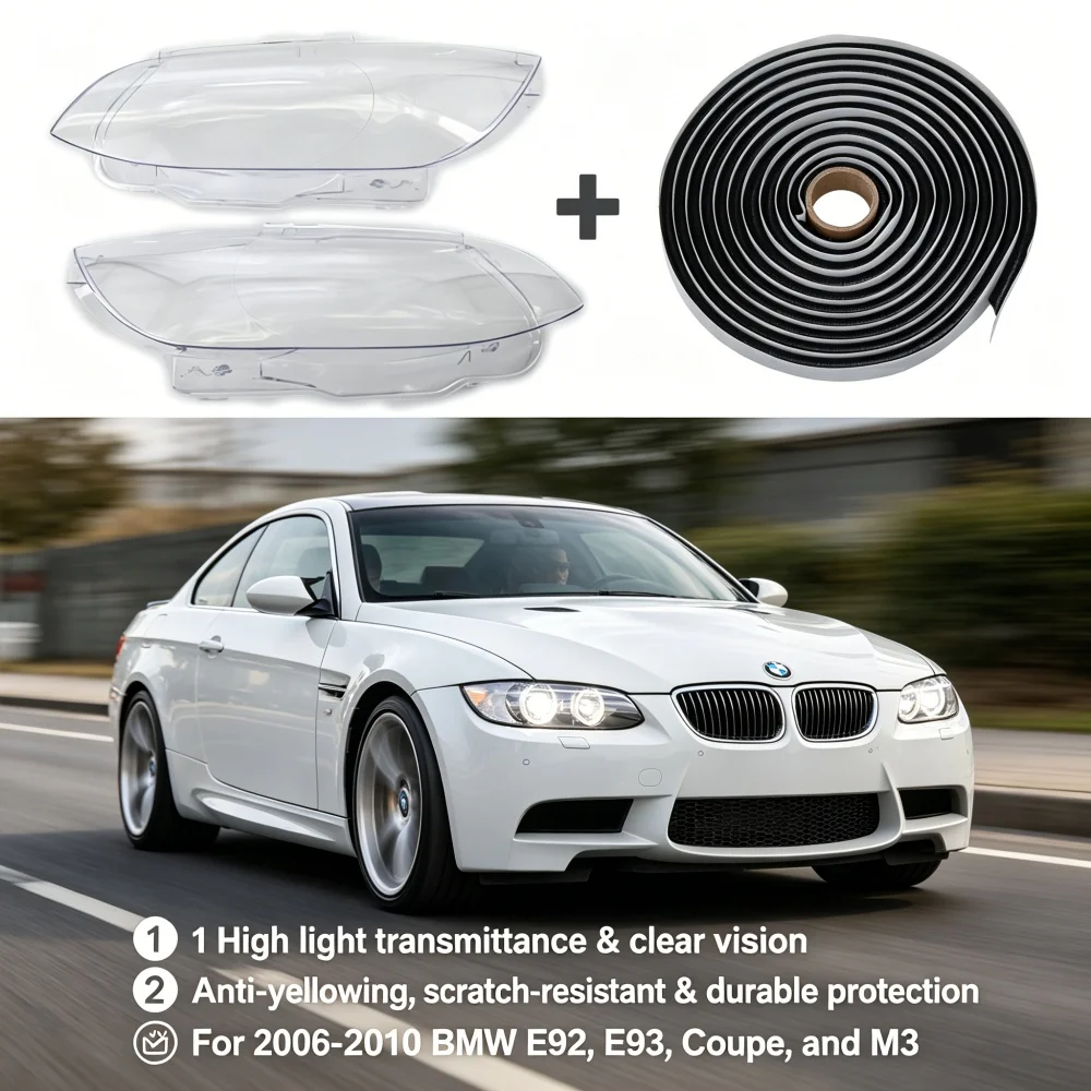 Couverture de phare, coque de phare, verre de phare, abat-jour avec mastic * 4M pour BMW E92, E93, Coupé et M3 2006-2010
