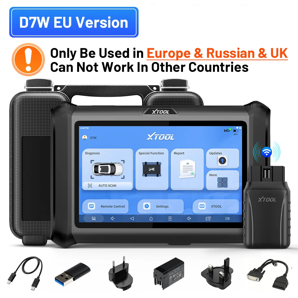 XTOOL D7W Draadloze Diagnose Tool Geavanceerde ECU Codering OBD2 Bidirectionele Controle Scanner 39+ Speciale Functies met Sleutelprogrammering, Ingebouwde CAN FD, DoIP, FCA AutoAuth D7 W Automotive