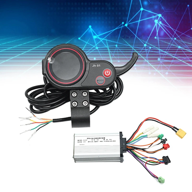 JH-01 Meter Dashboard Lcd-Display + 48V 20a Borstelloze Controller Zonder Hal Voor Elektrische Scooter E Fiets Accessoires