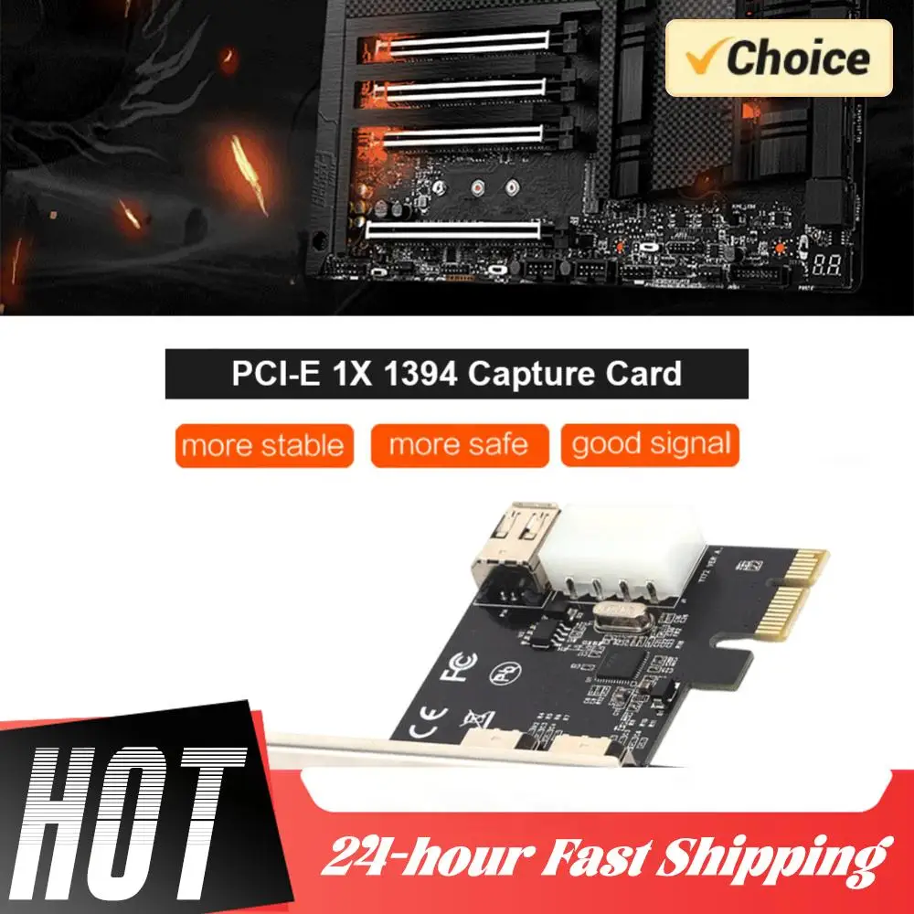 

PCI-E 1X 1394 Card with 6 Pin to 4 Pin Firewire Adapter Desktop Computer PCI-E 1X to 16X 1394 DV Video Capture Card