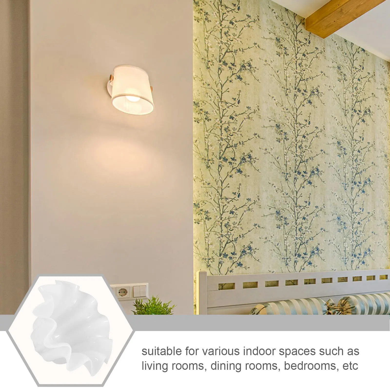 White Blossom-Shaped Plastic Lamp Shade for Living Room Bedroom Study – Elegant Flower Design Soft Lighting Decor