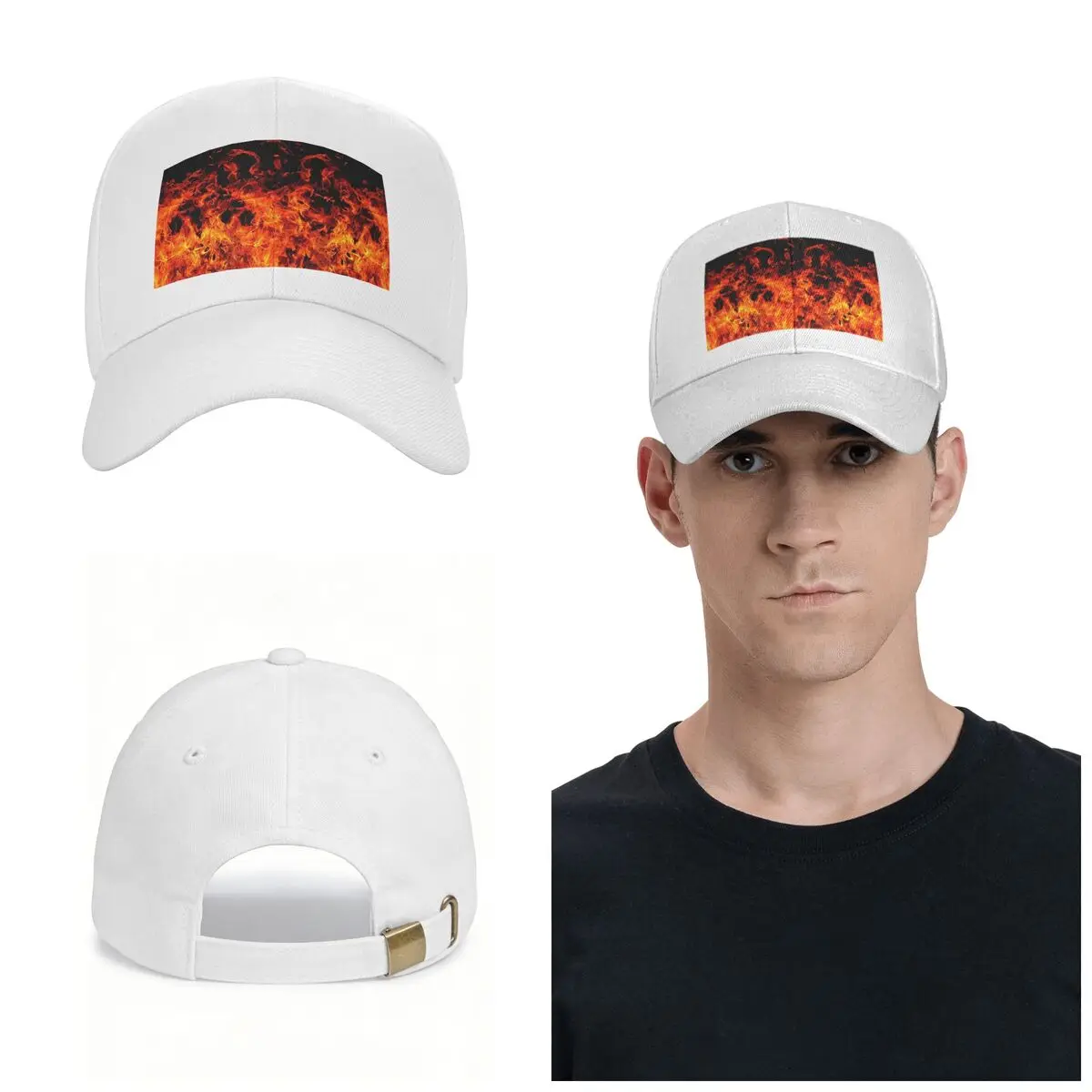Flame Patterns Of Fury Cap Fashion Casual Baseball Caps Adjustable Hat Unisex Baseball Hats Customizable Polychromatic