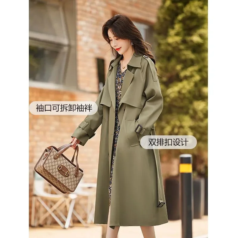 Trench Coat Fashion Outwear Women New Spring Autumn 2025 High Quality Windbreaker Jacket Female Mid-Length Outcoat Tops Ladies