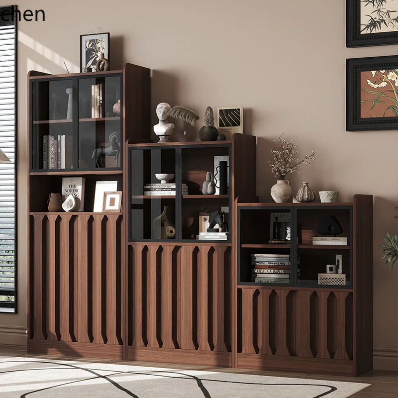 

HTT antique retro solid wood living room storage display cabinet storage storage display study wall combination bookcase