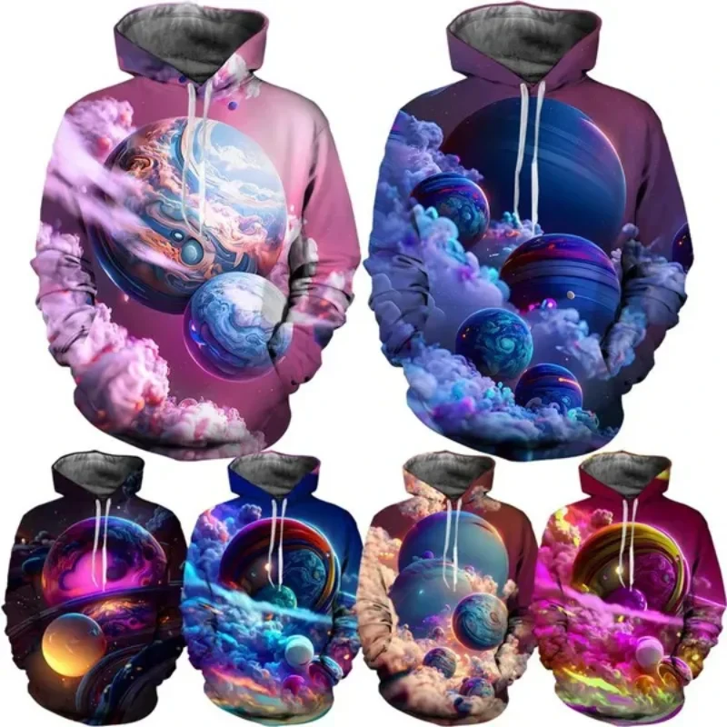 

Cool Galaxy Space Planet 3D Print Hoodies Personalized Harajuku Street Unisex Oversized Loose Hooded Sweatshirt Streetwear Tops