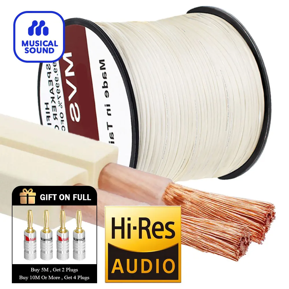 Musical Sound 14 AWG Hifi Speaker Audio Cable Wire HiFi Speakers and Surround Sound Audio Amplifier Connection Cord