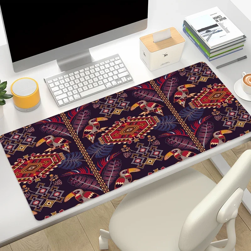 Ornament Large Mouse Pad Kawaii Motive Playmat Pattern Colorful Computer and Office Table Mat Xxl Toucans Mousepad Gamer Deskpad