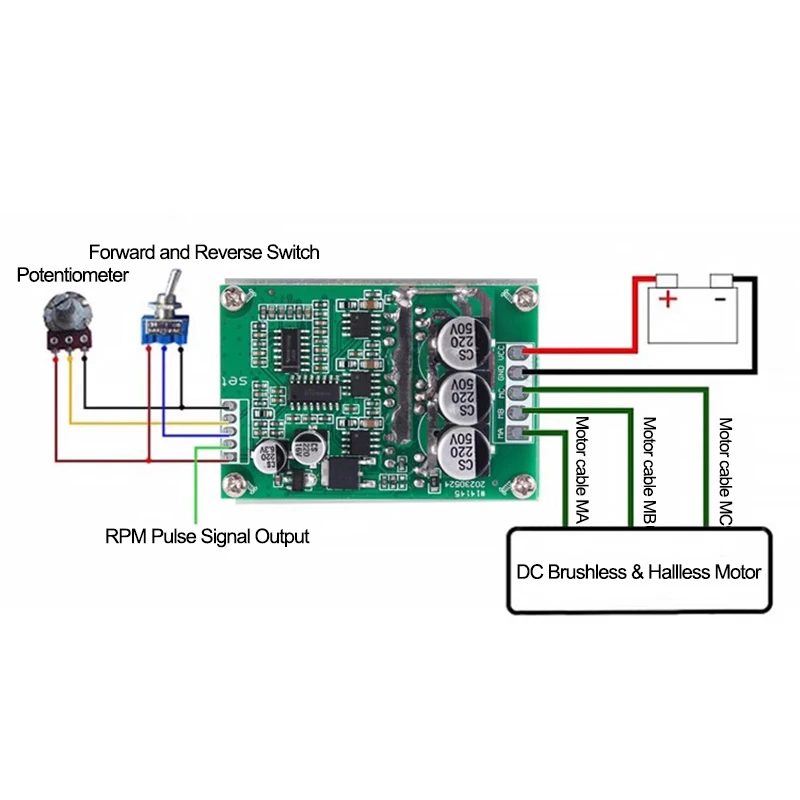 500W15A Brushless และ Hallless มอเตอร์ DC12-36V ควบคุมความเร็วไปข้างหน้าและย้อนกลับ High Power Controller 15A