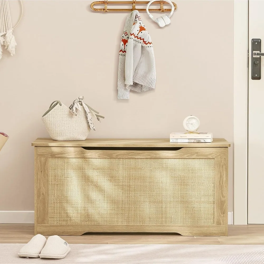 صندوق ألعاب كبير بحجم 39.4 مع مفصلات أمان، مقعد تخزين لغرفة النوم، دعم تخزين الأحذية، صندوق ألعاب متين للأطفال #3