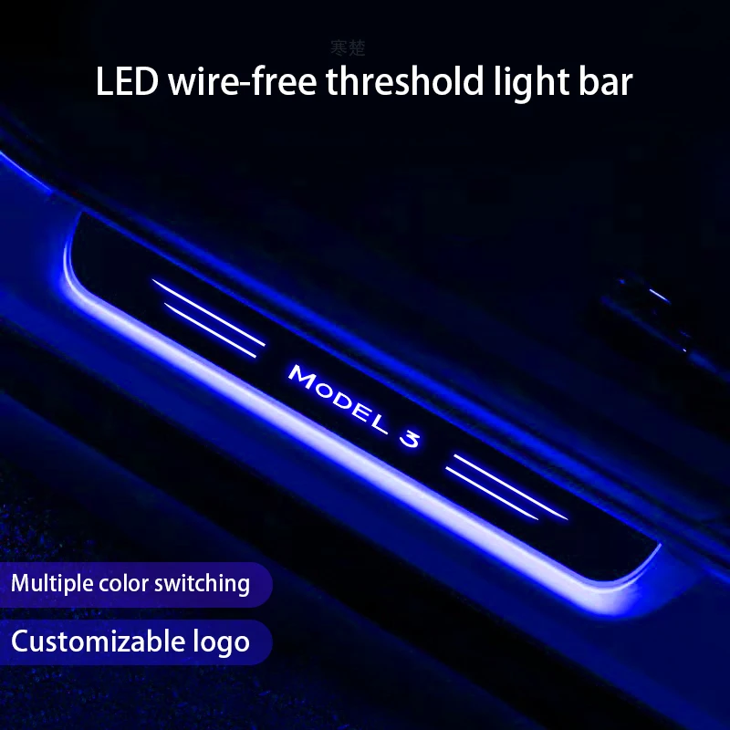 For Tesla Model 3 Model Y 2017-2023 Car Wireless LED Welcome Pedal Threshold Light passage Atmosphere lamp Auto Accessories