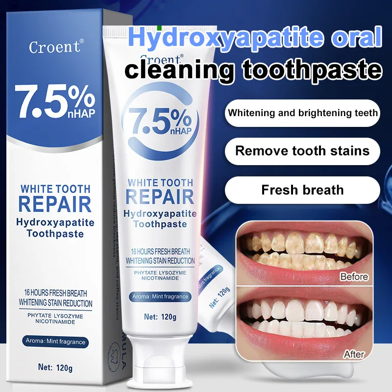 Hydroxyapatite Toothpaste for Oral Cleaning, Stain Removal and Whitening, Mineral Apatite Dental Paste for Bright White Smile