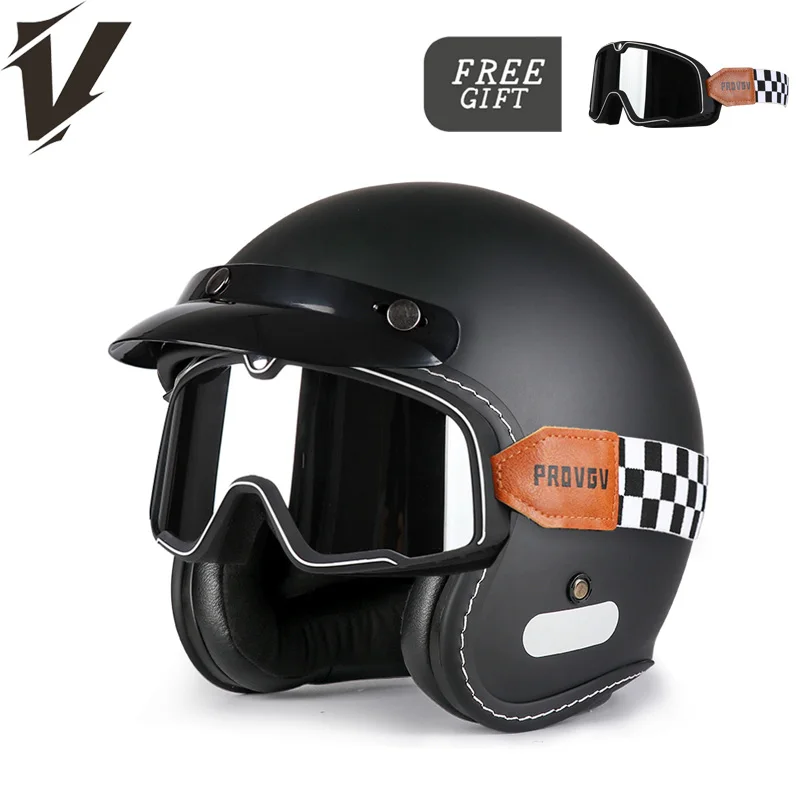 

DOT certified retro classic motorcycle helmet 3/4 half helmet men's and women's safety universal electric scooter riding helmet