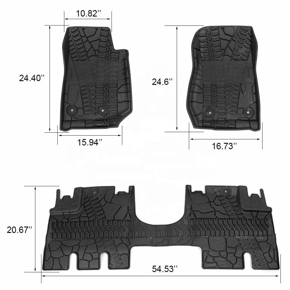 Front & Rear Floor Mats for 14-17 Jeep Wrangler JK 4 door