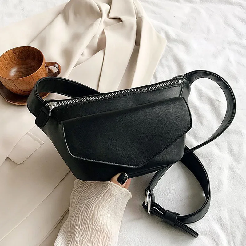 Solid Color Waist Bags For Women Quality Leather Crossbody Bag Travel Small Chest Bag Women Fanny Pack Belt Bag Female Purses