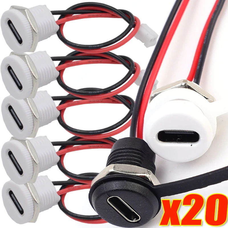 USB Type C Connector Type-C Waterproof with Nut Locking Plate Female TPC Waterproof High Current Fast Charging Jack Port