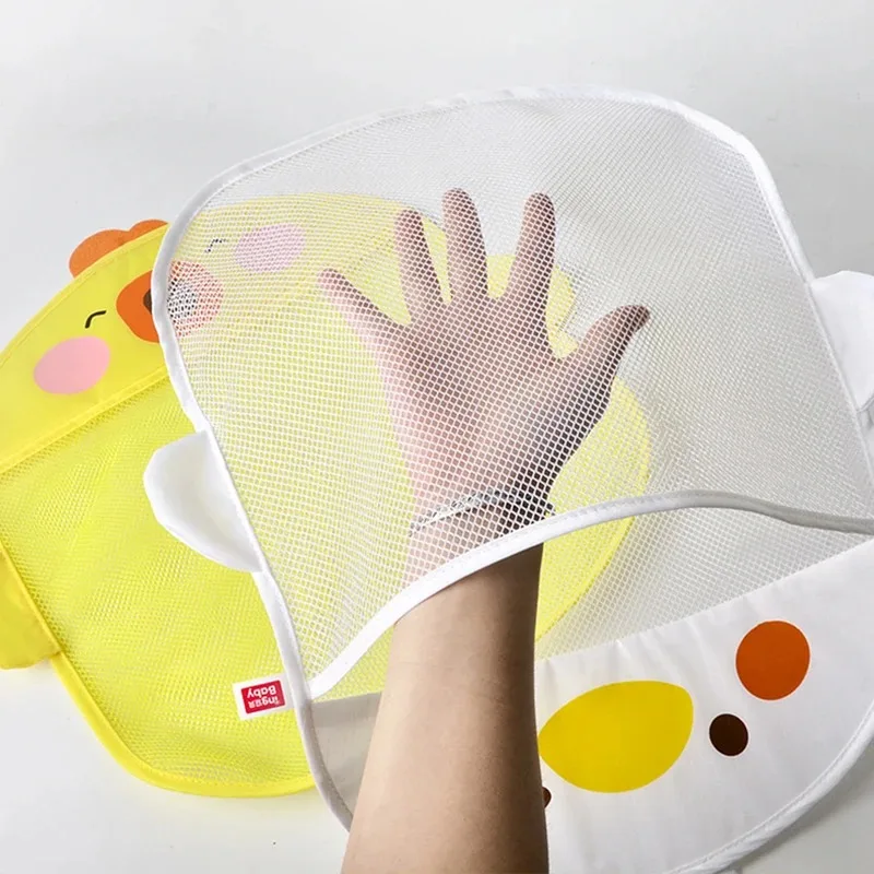 Cartoon Children's Toy Storage Mesh Bag with Suction Cup Waterproof Easy To Drain Cartoon Toy Hanging Bag for Convenient Storage