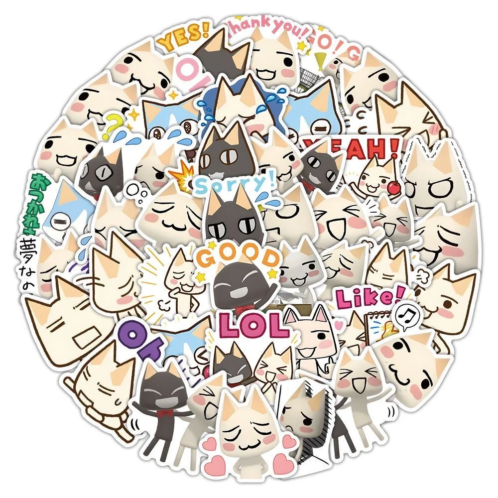 51Pcs Cute Cartoon Toro Inoue Cat Stickers Kawaii Waterproof Graffiti  Decals for laptop Guitar Suitcase Skateboard Kids Gift