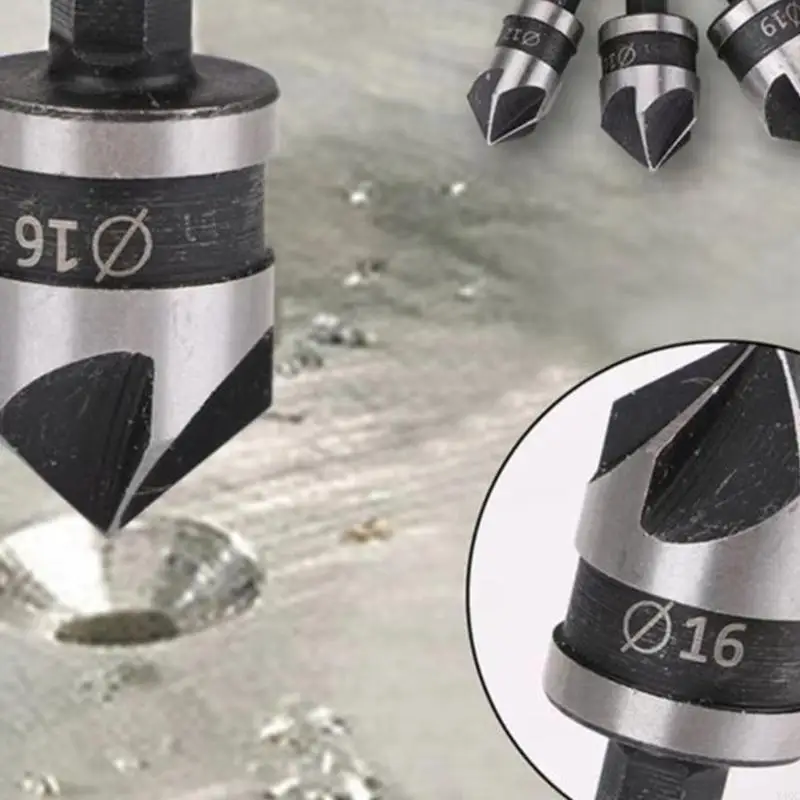 Mata Bor Countersinking Batang Heksadesimal 3 Ukuran 12 16 19Mm 5 Alat Pekerjaan Kayu Y4QC