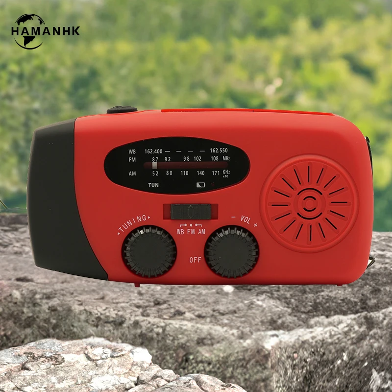 Sistem rumah Mp3 lampu berkemah penerima badai Am/fm/noaa radio darurat engkol tangan cuaca surya Radio Fm