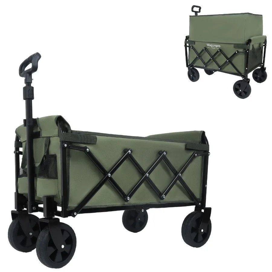 

Expandable DualLayer Utility Wagon with 100 Extra Space Grocery Cart for Camping Shopping Sports Gardening Fishing Supports 225