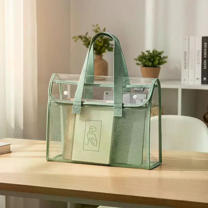 Clear PVC Exam Tote Bag Waterproof Reinforced Handles For School Exams Stationery Storage