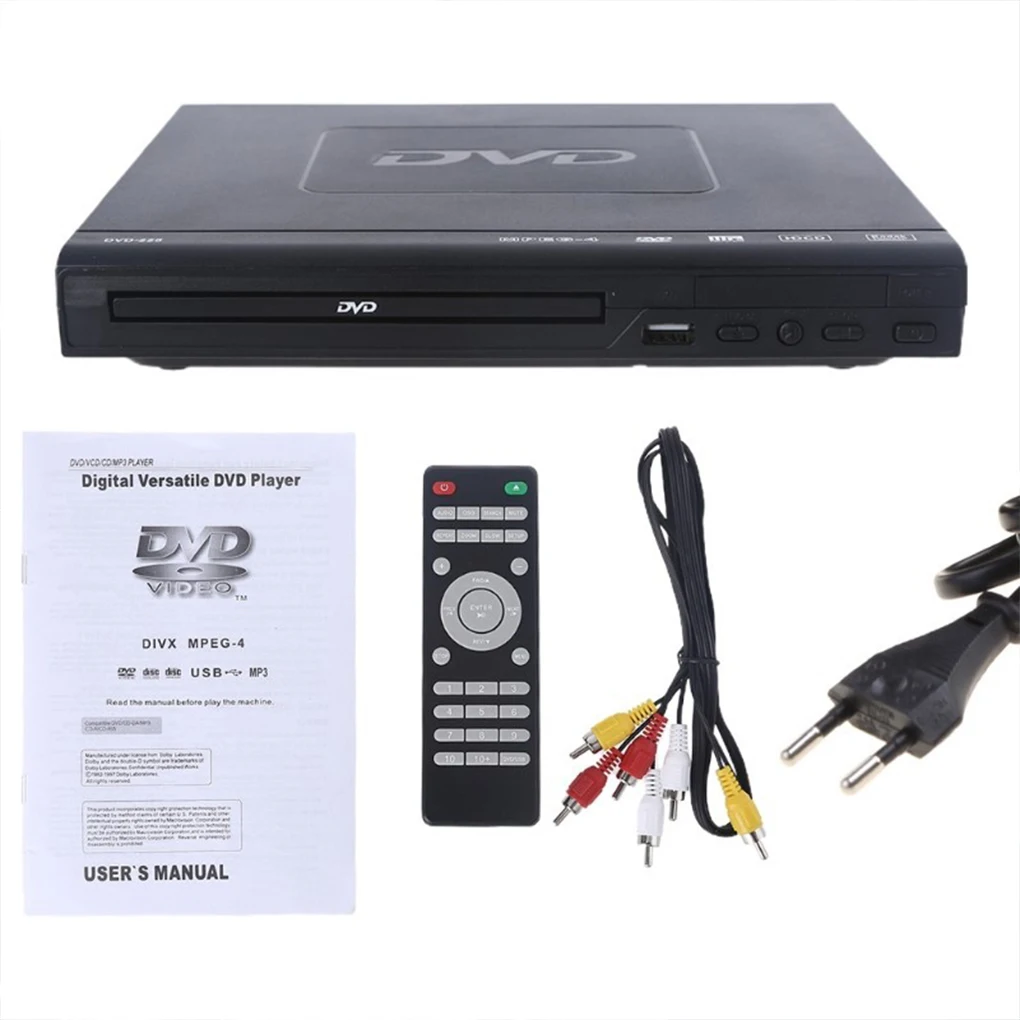 Mini DVD Player Portable Home Full HD DVD Player 1080P High Definition CD/ EVD/ VCD Player with AV HDMI Cables UK/US/EU Plug