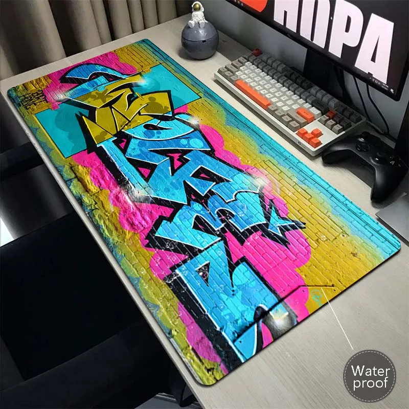 

Graffiti Gaming Mousepad Pc 90x40cm XXL Mouse Pad Mousemat Non-slip Rubber Pads Waterproof Desk Mat Natural Rubber Keyboard Pads