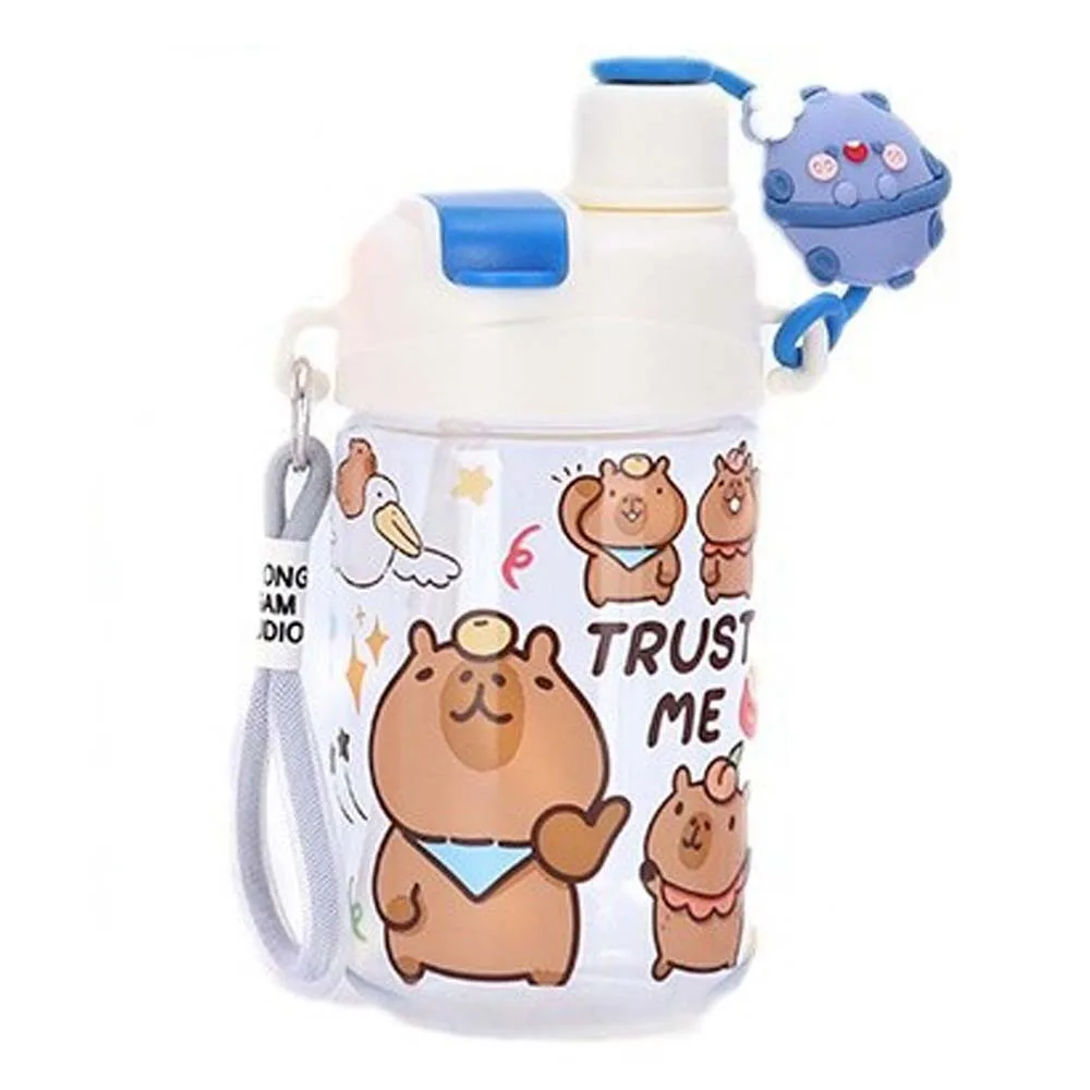 

Large Capacity Capybara Water Bottle PP Straw Transparent 600ML Double Drinking Cup PC PVC Handhold Portable Bottle Outdoor