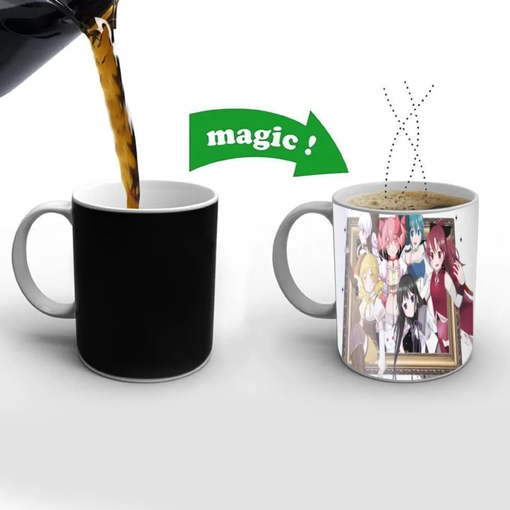 

Puella Magi Madoka Magica Cartoon Manga One Piece Coffee Mugs And Mug Creative Color Change Tea Cup Ceramic Milk Cups Gifts