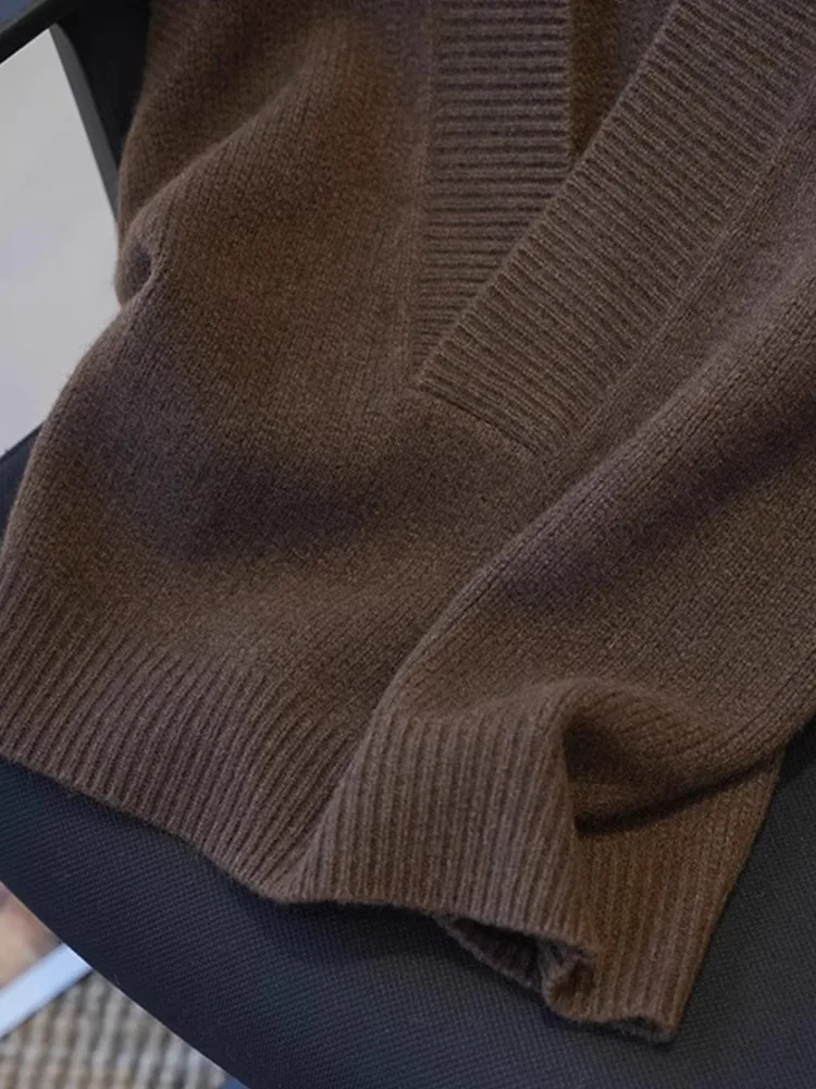 Gilet tricoté rétro v-ne pour femmes, couleur Pure douce, confortable, doux pour la peau, couches amincissantes, pull en laine polyvalent