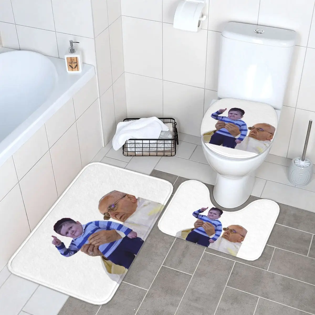 

The GOAT - Hasbulla Magomedov, 3-х шт., коврик для ванной, набор для ванной комнаты, крышка для унитаза, домашний декор, нескользящий ковер, напольный коврик