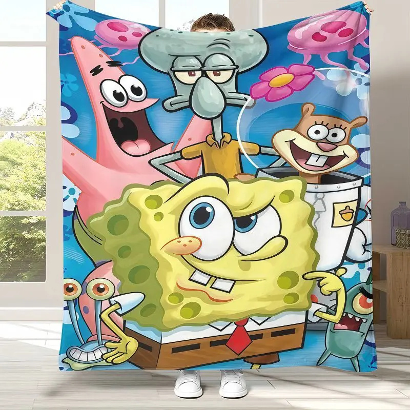 3D Bikini Bottom S-SpongeBob Cartoon Flannel Throw Blanket,Cozy Warm Blanket for Bed,Sofa,Living Room,Picnic,Camping,Home Decor