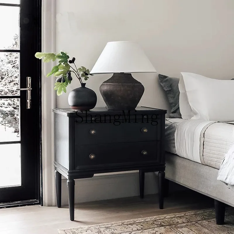 

ZYY solid wood special-shaped retro simple small apartment bedroom light luxury bedside table complete storage cabinet