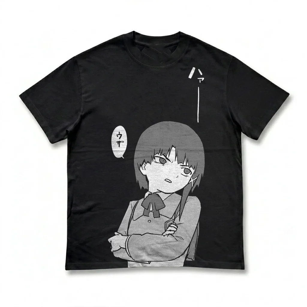 Serial Experiments Lain Iwakura Manga Panel Graphic T-Shirt Cotton Men Women Streetwear Tee