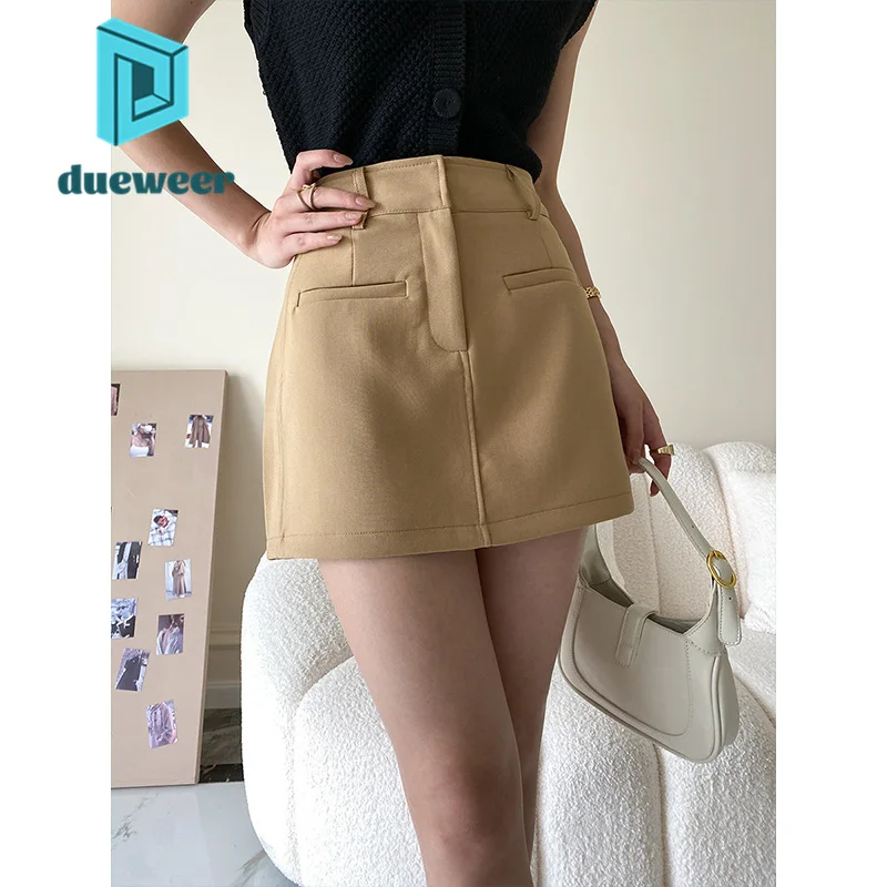 

DUEWEER Khaki Mini Cargo Short Skirt Korean Fashion A-Line Skirts Women Summer Gyaru Fairycore Retro Streetwear 2000s Bottoms