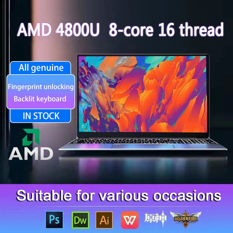 AKPAD R7 4800U Max Ram 32GB Rom 2TB SSD Metal Computador 5G Wifi Bluetooth AMD Ryzen 7 4800U Windows 10 11 Pro Gaming IPS Laptop