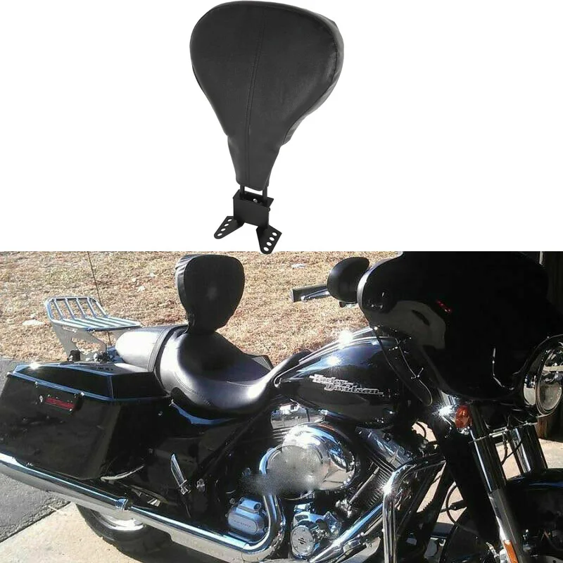 

Adjustable Driver Rider Backrest Sissy Bar For Harley Touring Electra Glide Road King 1988-2008 PU Leather Black