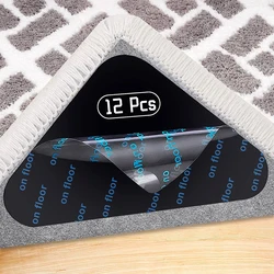 12PCS Carpet Non-slip Sticker Reusable Water Proof Anti Curling Carpet Patch Fixed Sticker Floor Rug Mat Tape Gripper Corner Pad