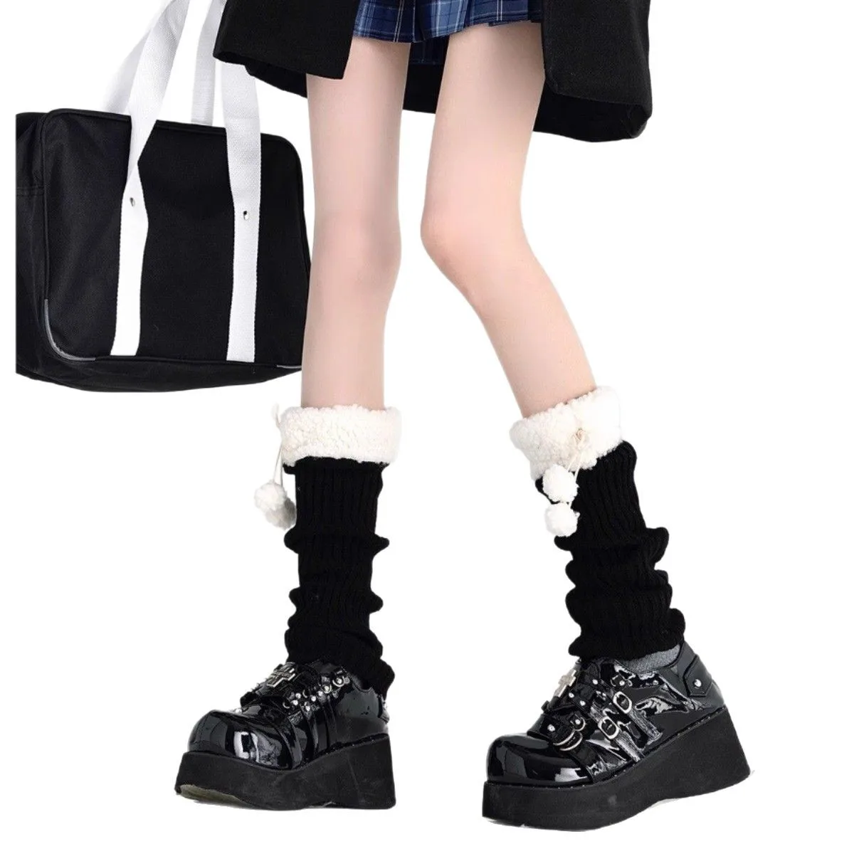 جوارب السيقان الجوارب مرنة محبوك غطاء للقدم لوليتا تدفئة الساق الاكريليك الدافئة الساق الجوارب لخريف ارتداء الأنشطة في الهواء الطلق الشتاء #5