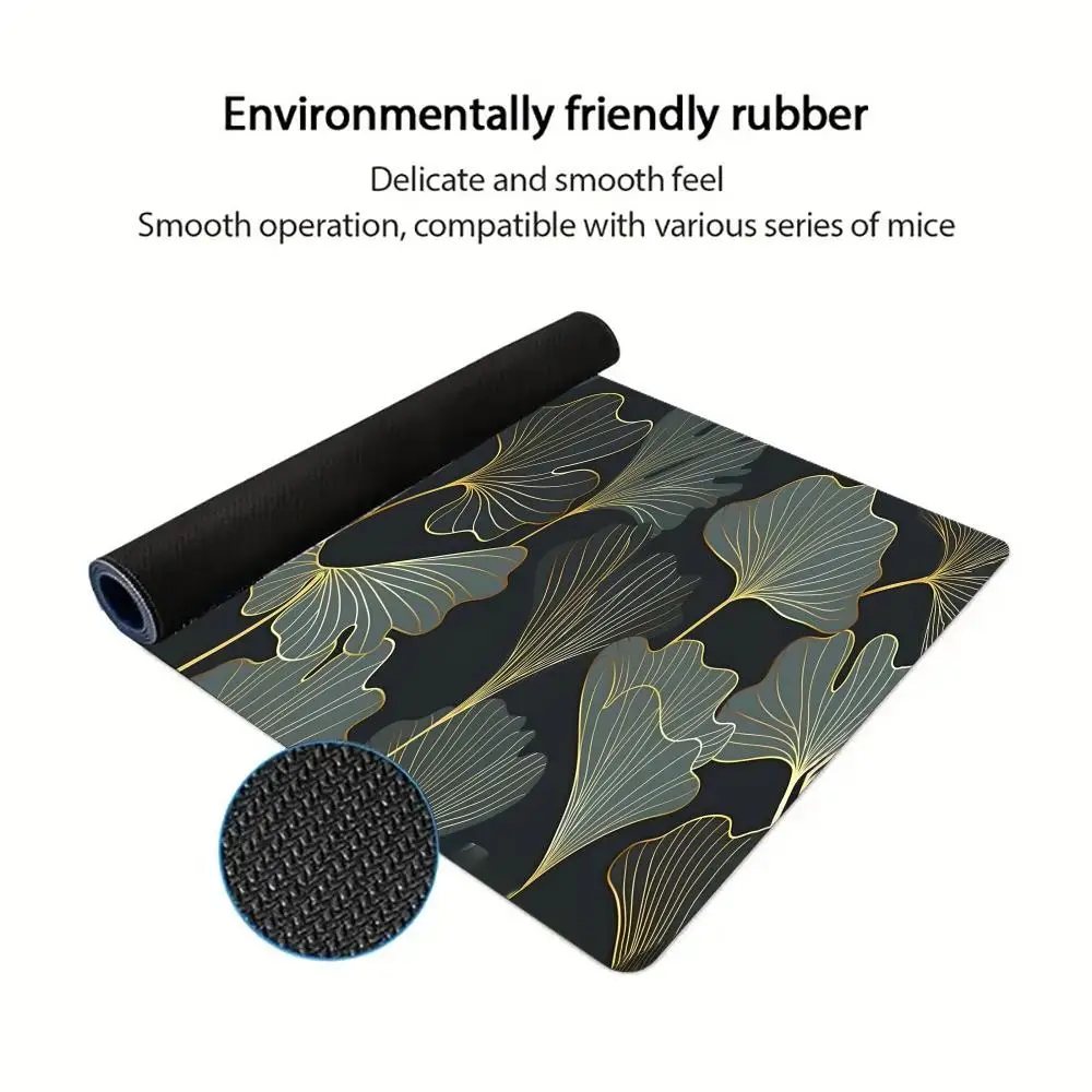 Verde ginkgo folhas mouse pad grande almofada de mesa jogos antiderrapante portátil tablet almofadas estendidas tapete mini pc playmat