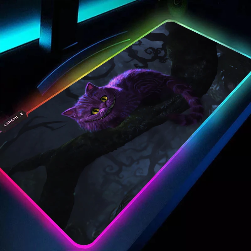 Large Mouse Pad RGB A-Alices in Wonderland Laptop Pc Gamer Keyboard Mat XXL Mousepad LED Edge White Backlight Rubber Table Mat view 5