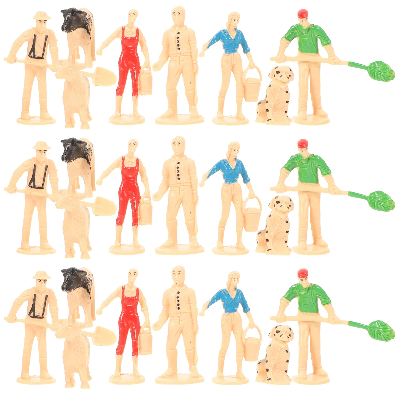 

3 Sets Simulation Characters and Animals Small Figurines Miniature Figures Farm Abs Child