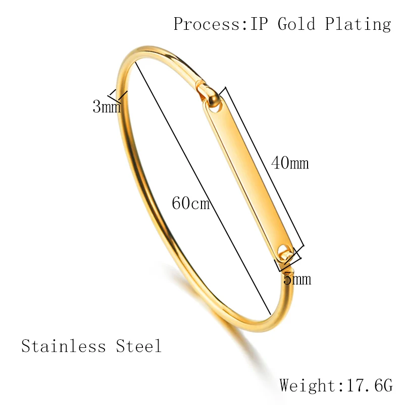 Stainless Steel Trendy Bangles Bracelets Hand Chain for Women Blank Bar Couple Cuff Bangle Birthday Christmas Jewelry Gifts