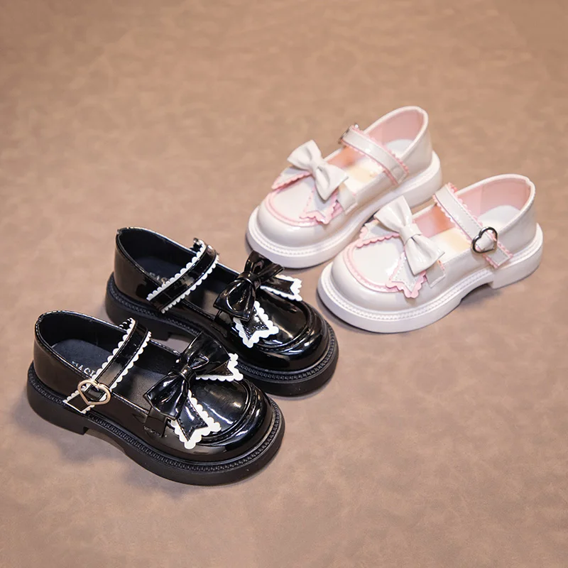

2025 New Kids'Casual Shoes Bow Buckle Leather Fashion Spring Running Shoes for Children Anti-slip Breathable Shoes Детская Обувь